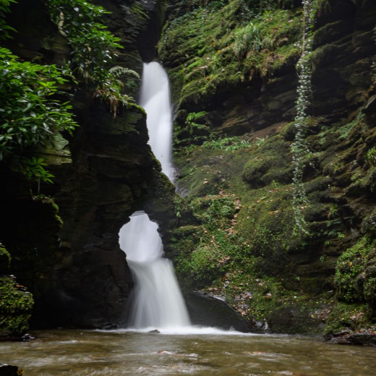 St. Nectans Kieve waterfall the main attraction of St. Nectan's Glen located between Boscastle and Tintagel. Long exposure