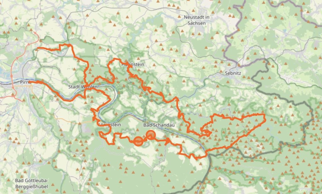 Karte des Malerweges basierend auf Open Street Maps