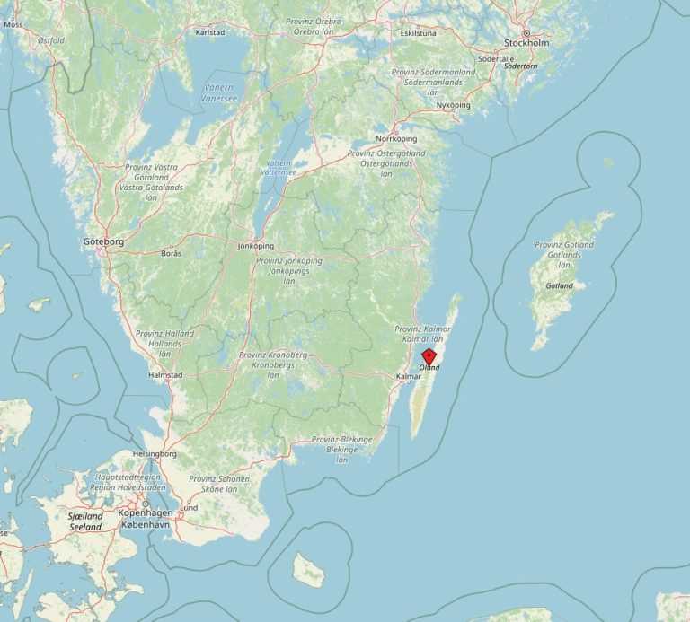 Landschaft fotografieren auf Öland, hier die Karte von Stockholm bis Kopenhagen, um zu sehen, wo Öland eigentlich ist und wie groß es ist